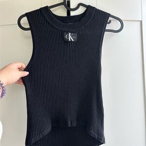 Calvin Klein Ribbed Black Sleeveless Knit Top